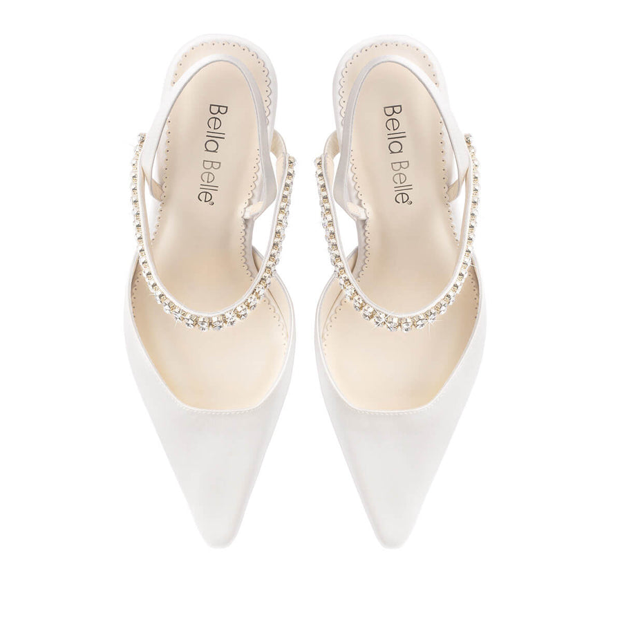 Bella Belle Campbell Crystal Strap Spool Heel Slingbacks