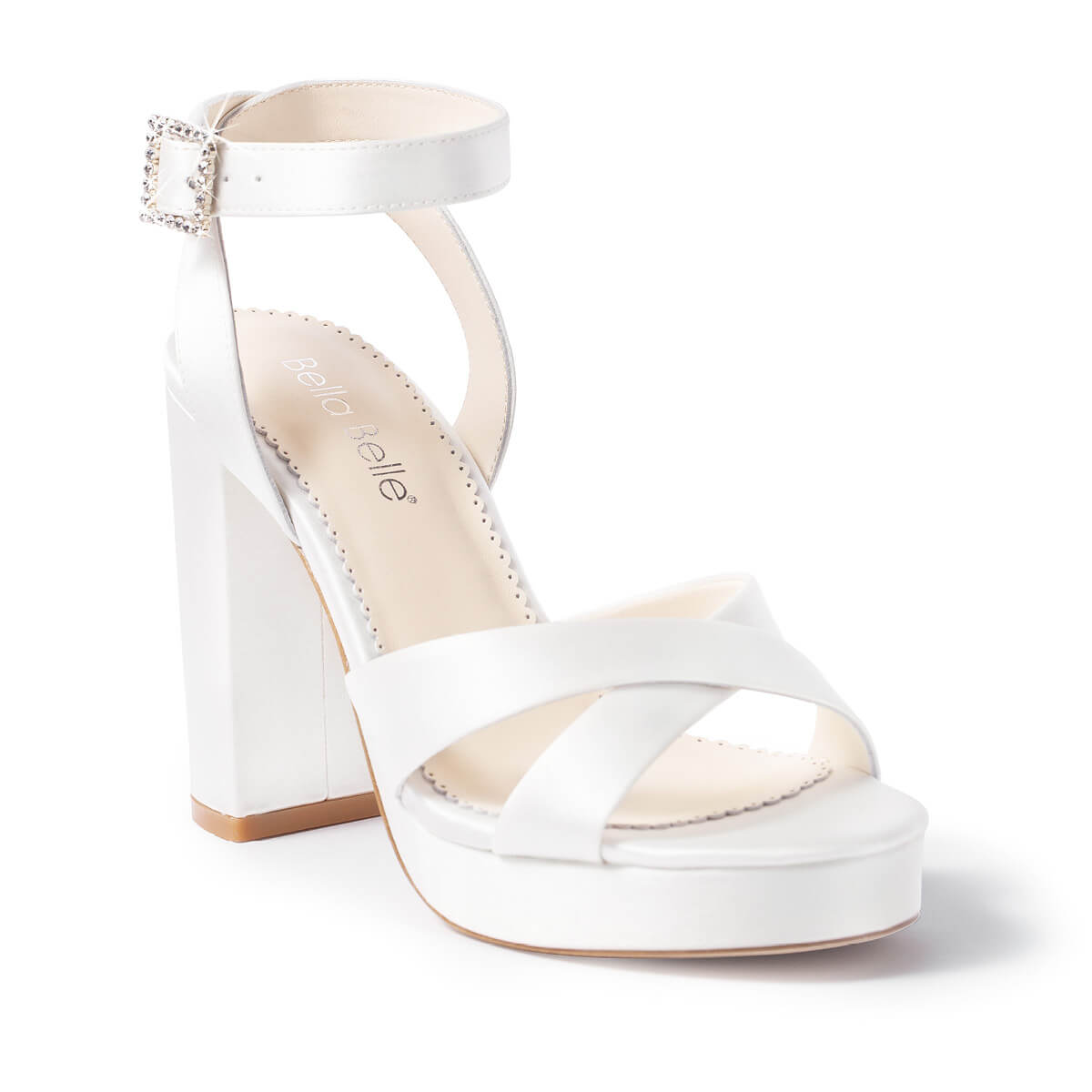 Platform Block Heel Peep Toe Strappy Wedding Shoes