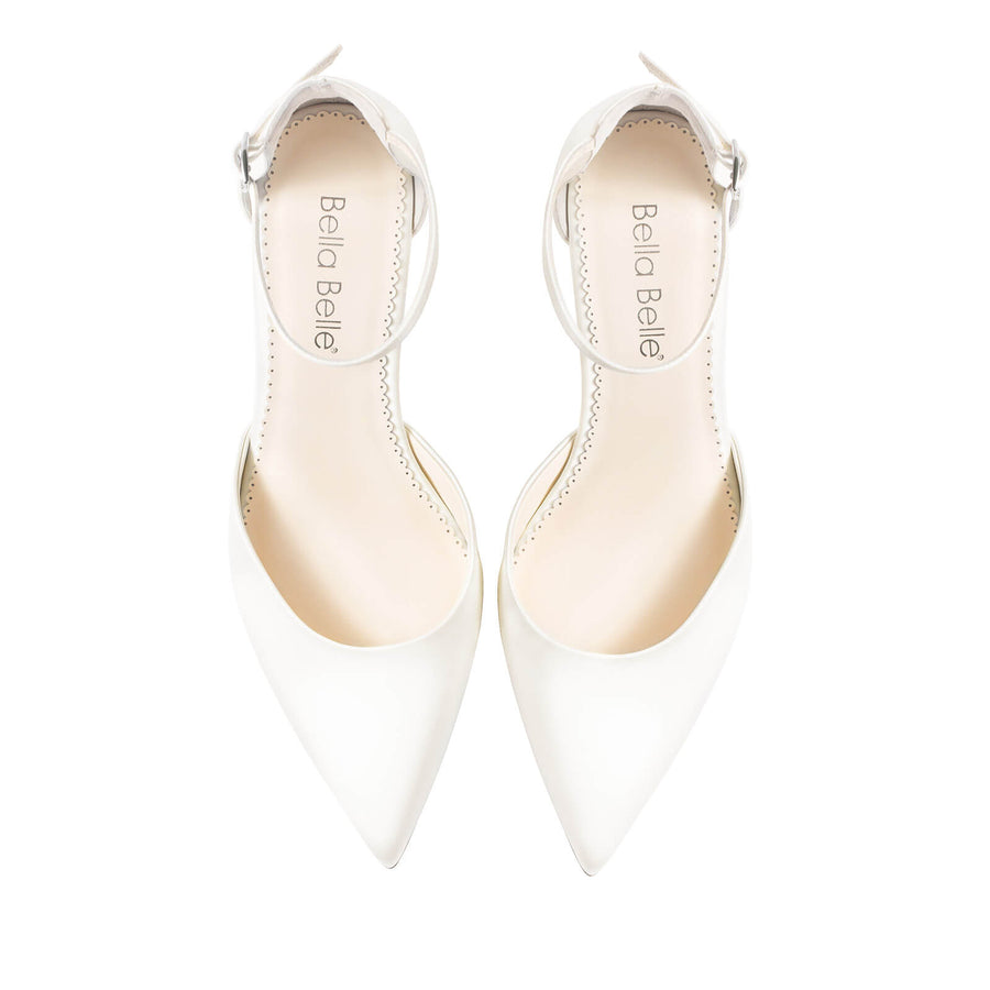 Bella Belle Mia Ivory Ankle Strap Block Heels