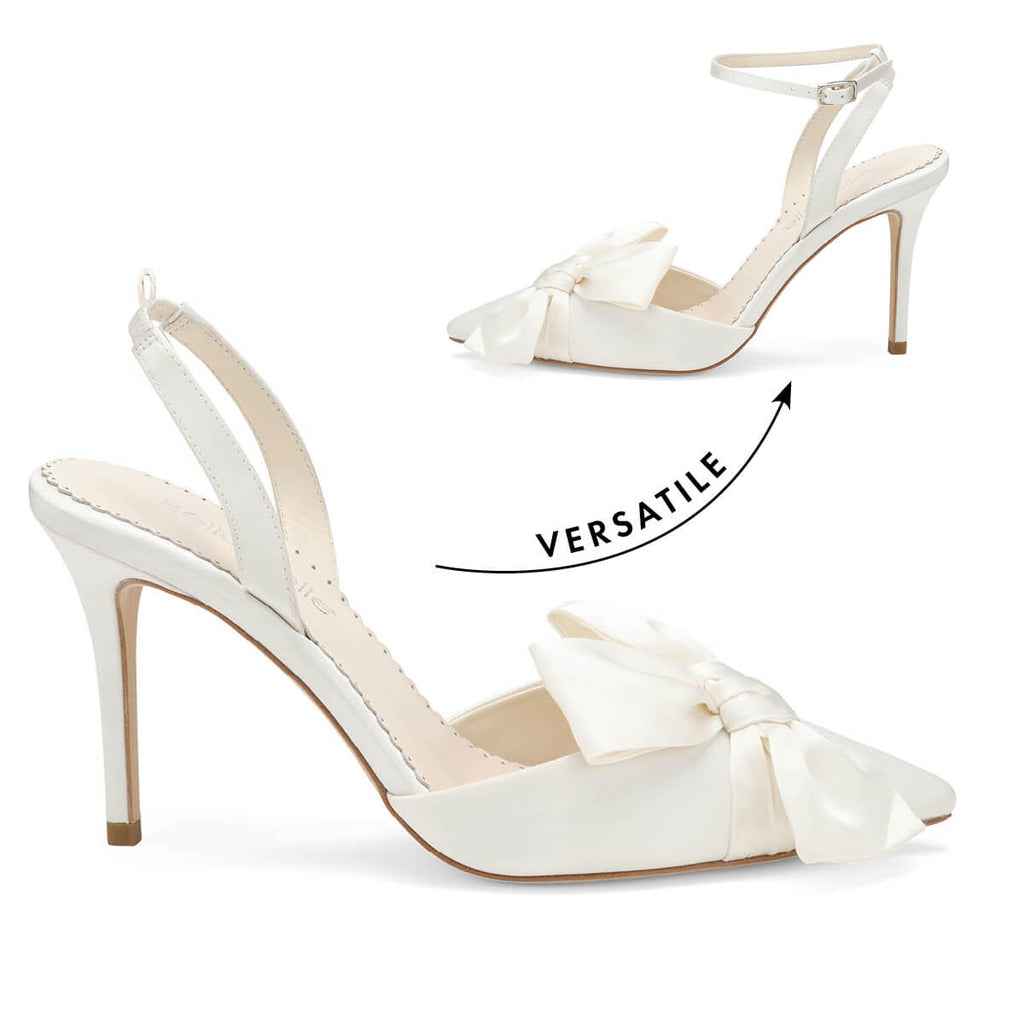 Rhodes Wedding Bow Wedding Heels Removable Ankle Straps