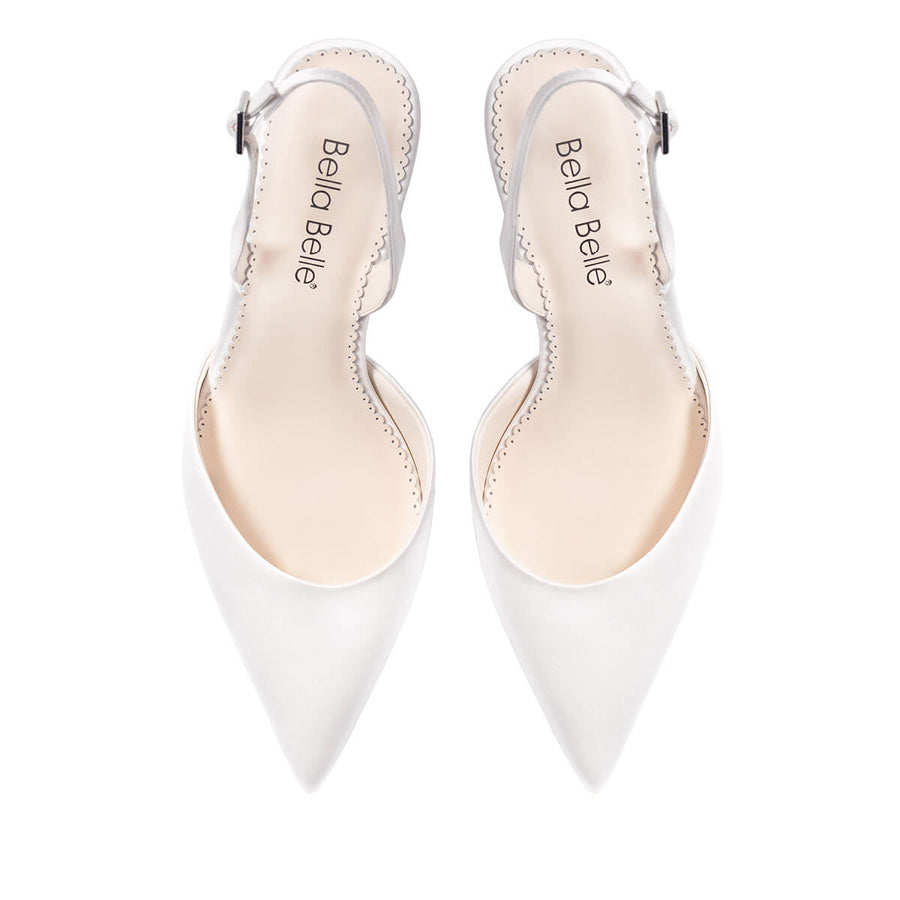 Bella Belle Simone Pointed Toe Slingback Ivory Stiletto Heels