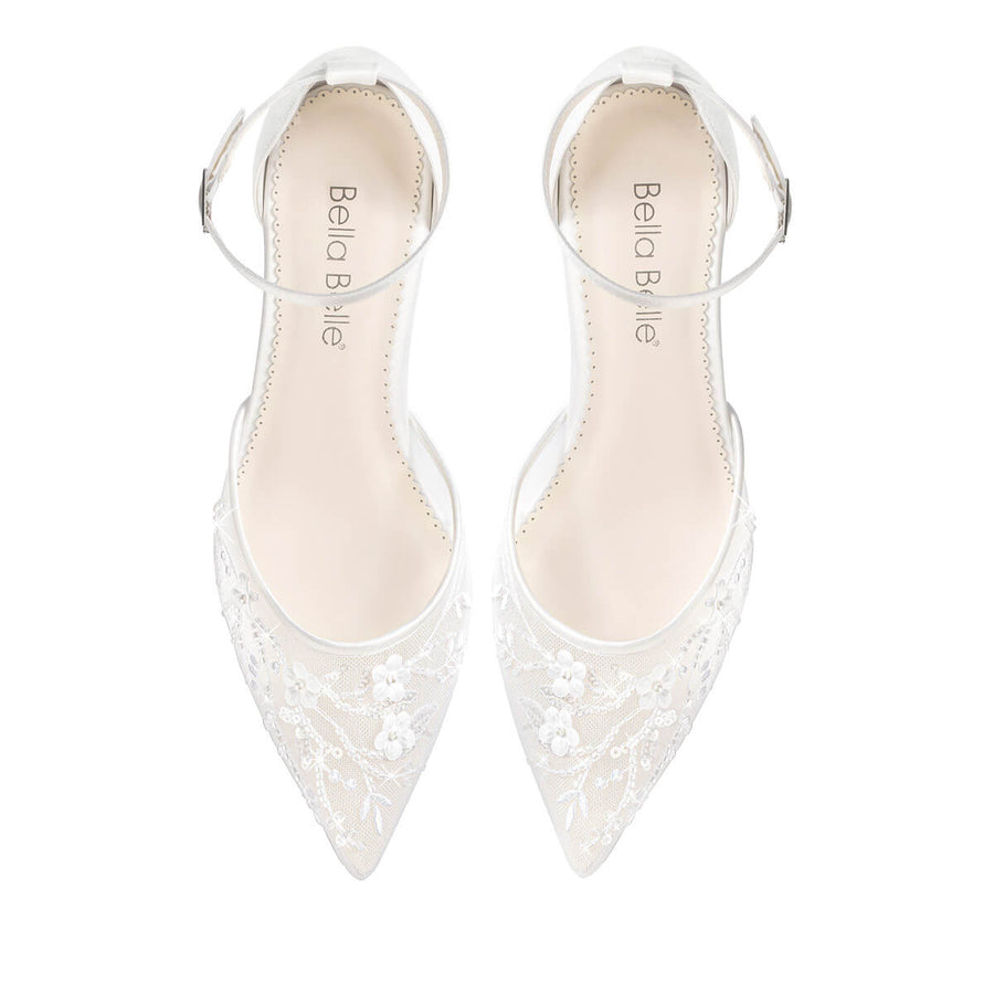Bella Belle Thea Floral Illusion Mesh Closed Toe Block Heels