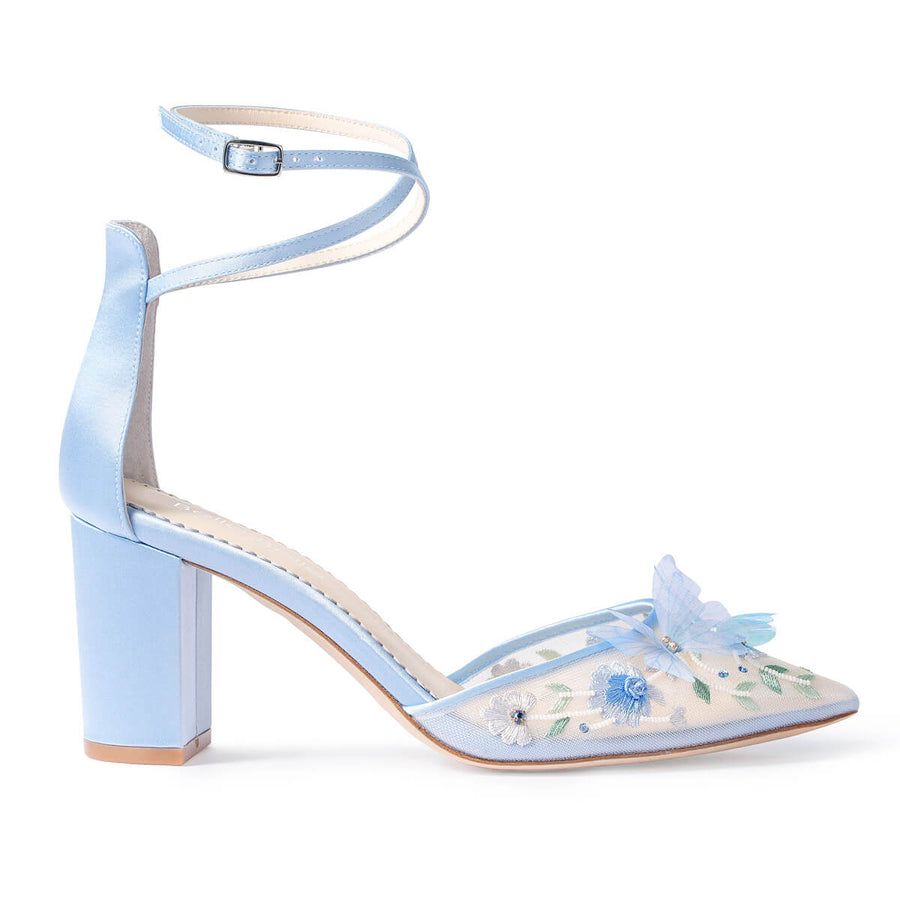 Bella belle eliza blue butterfly block heels
