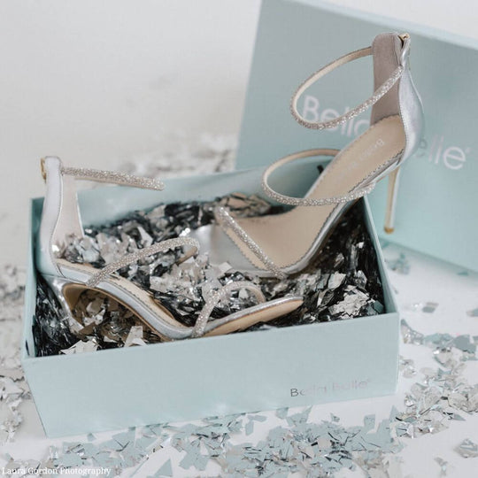 Bianca Silver Crystal and Pearl Studded Leather Heels