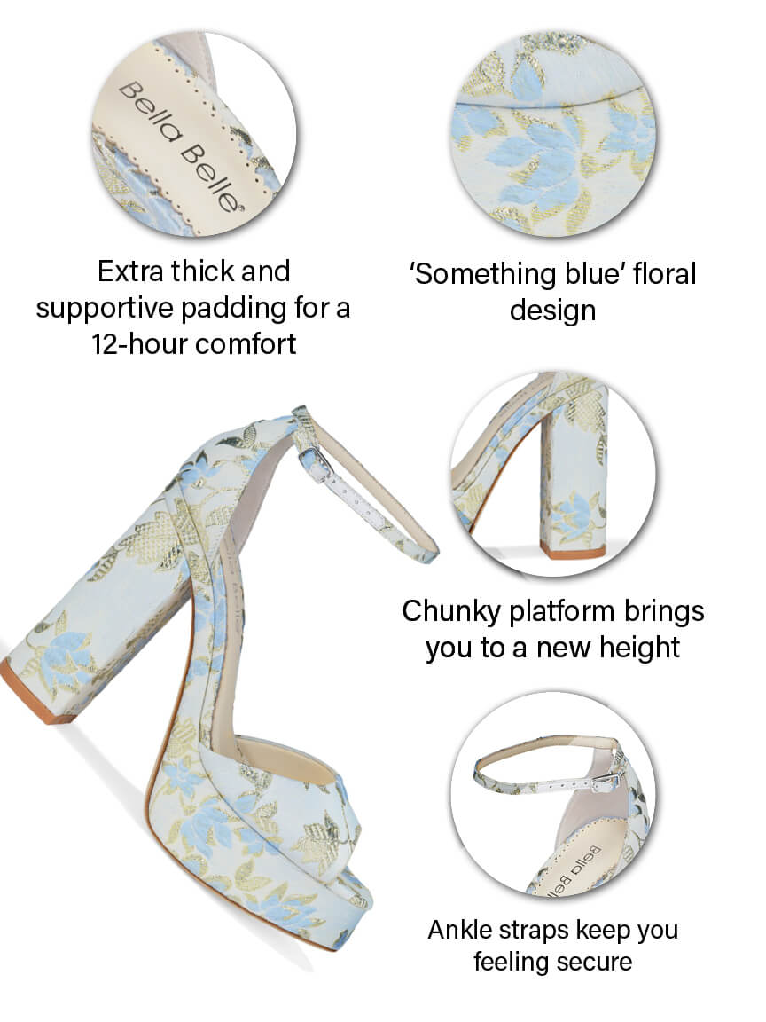 Catarina Blue Floral Platform Sandals | Bella Belle