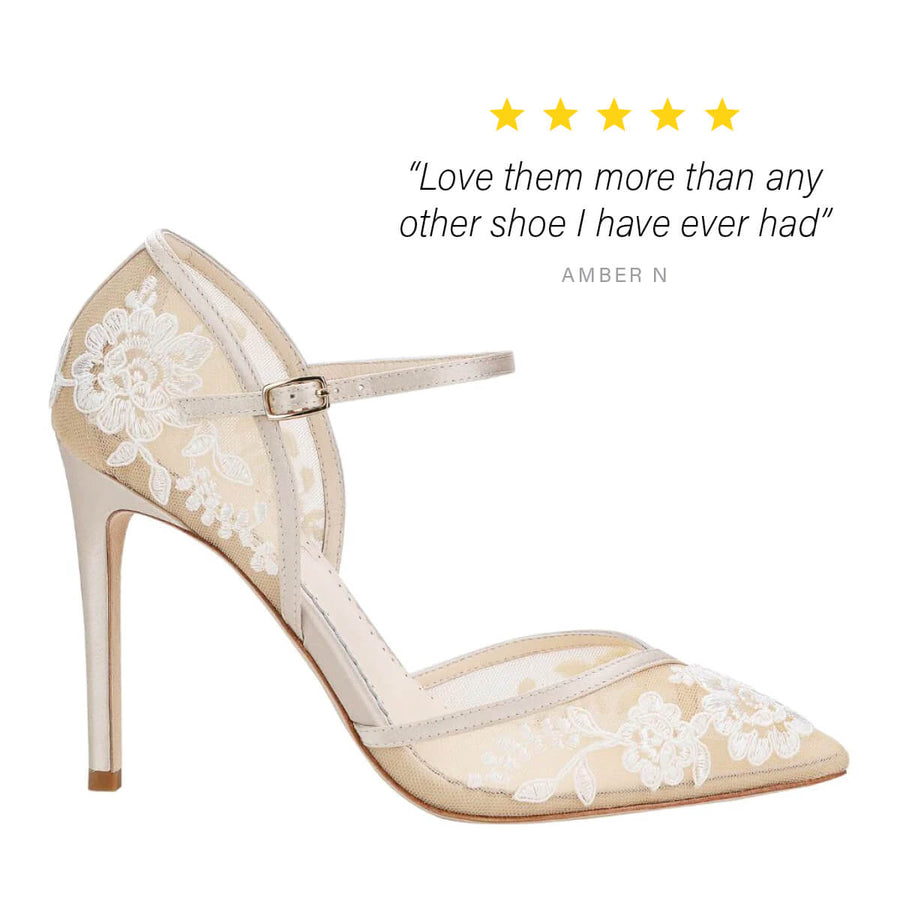 Bella Belle Shoes Claudia Dorsay Nude Lace Wedding Heel