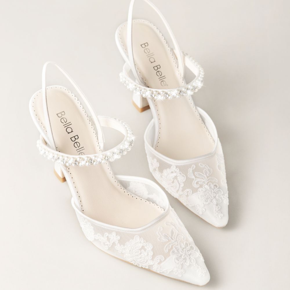 Daniela Lace Slingback Bridal Heels | Bella Belle