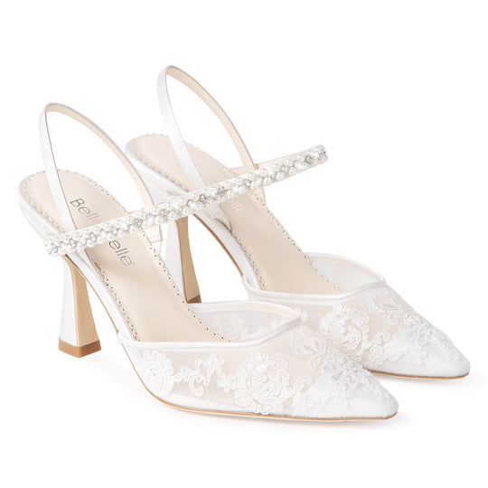 Daniela Lace Slingback Bridal Heels