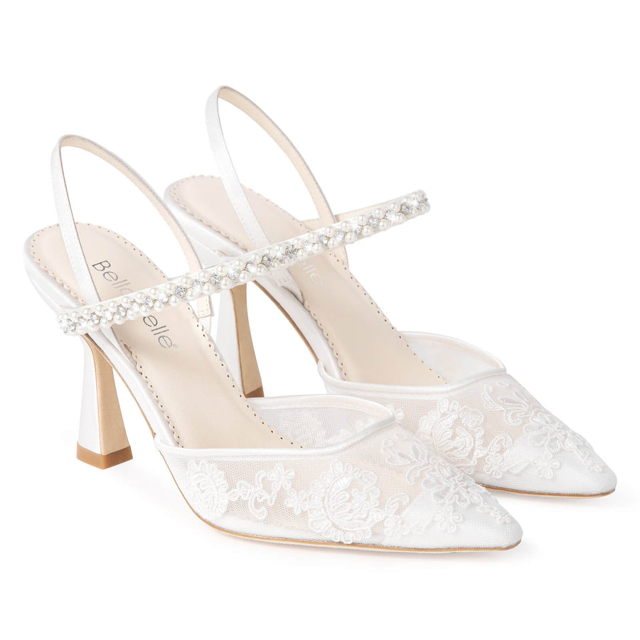 Daniela Lace Slingback Bridal Heels