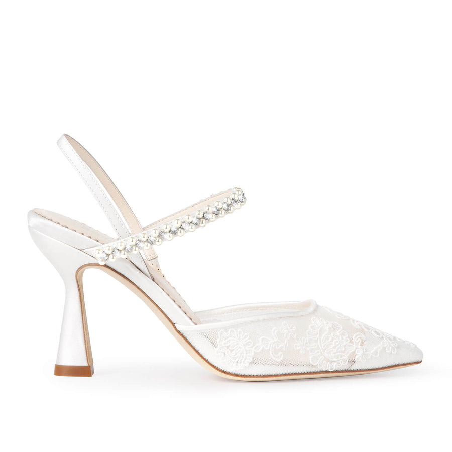 Daniela Lace Slingback Bridal Heels