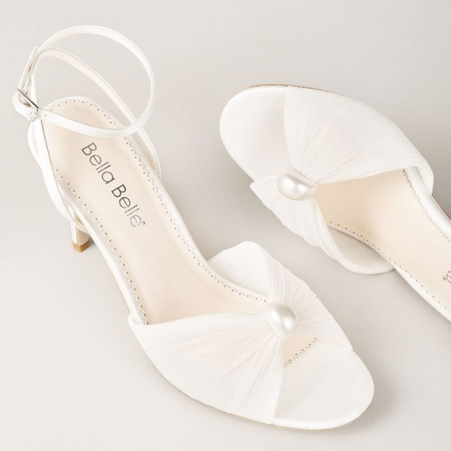 Demi Pearl Tulle Stiletto Bridal Sandals