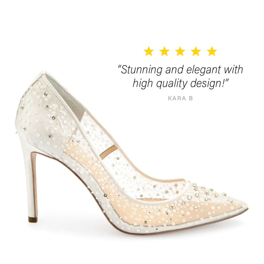 Bella Belle Shoes Elsa Ivory Sequin Crystal Designer Wedding Shoes