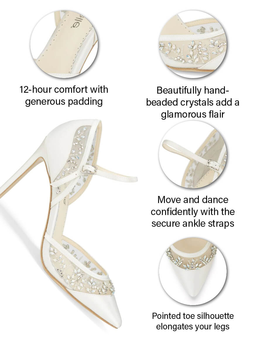 Emma D'Orsay Wedding Shoes - Crystal High Heels For Brides