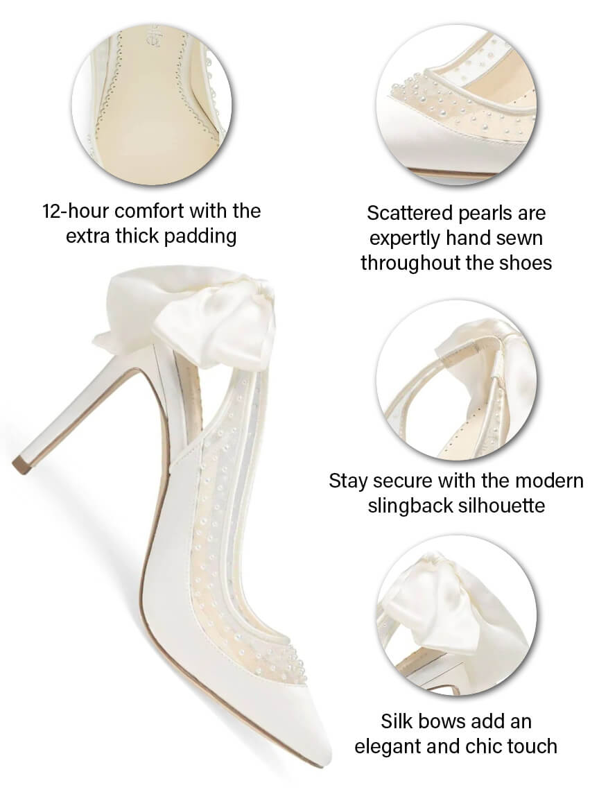 Gabrielle Pearl Slingback Wedding Shoes with Bow