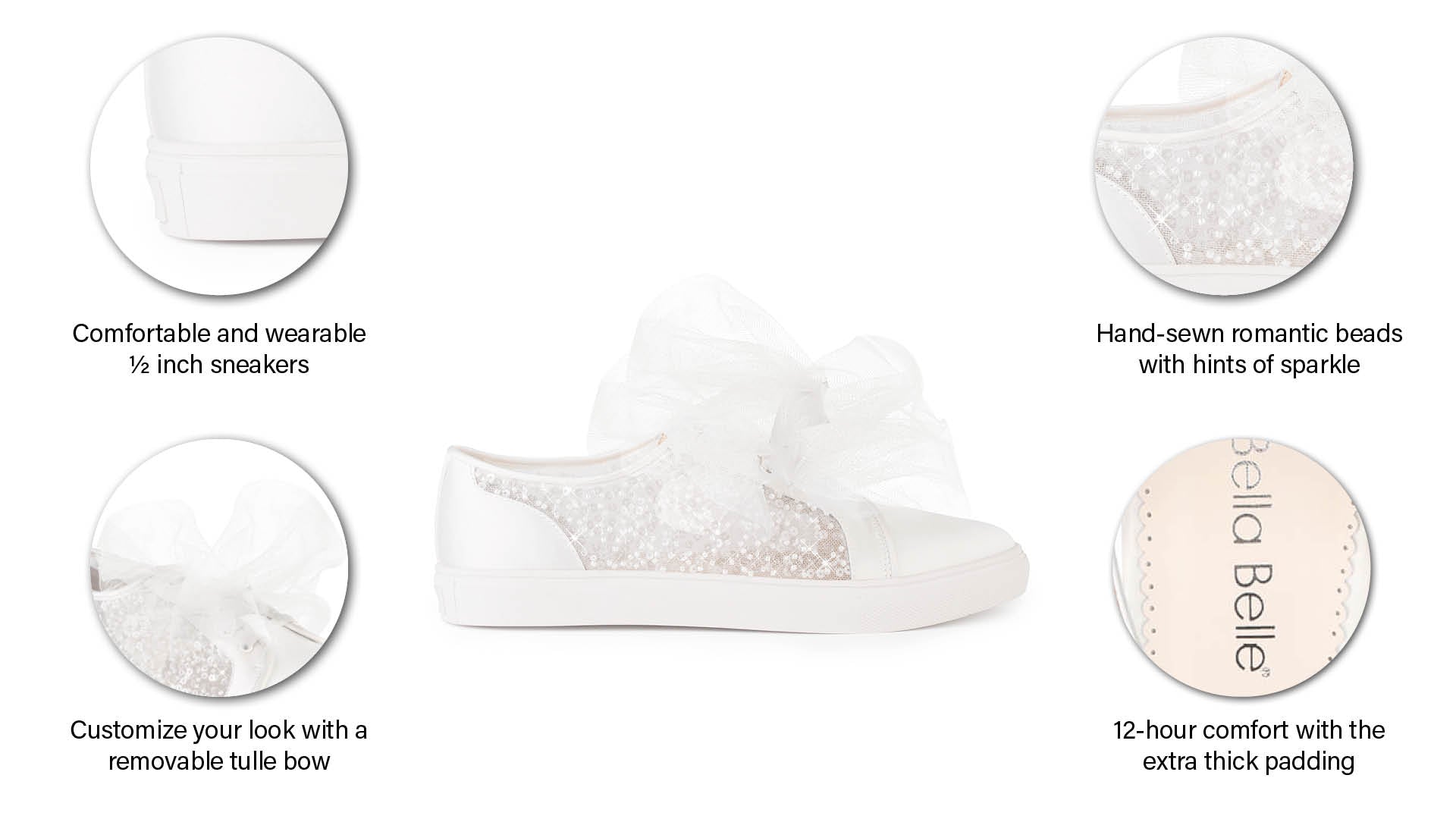 Sparkly Wedding Sneakers with Removable Tulle Bow