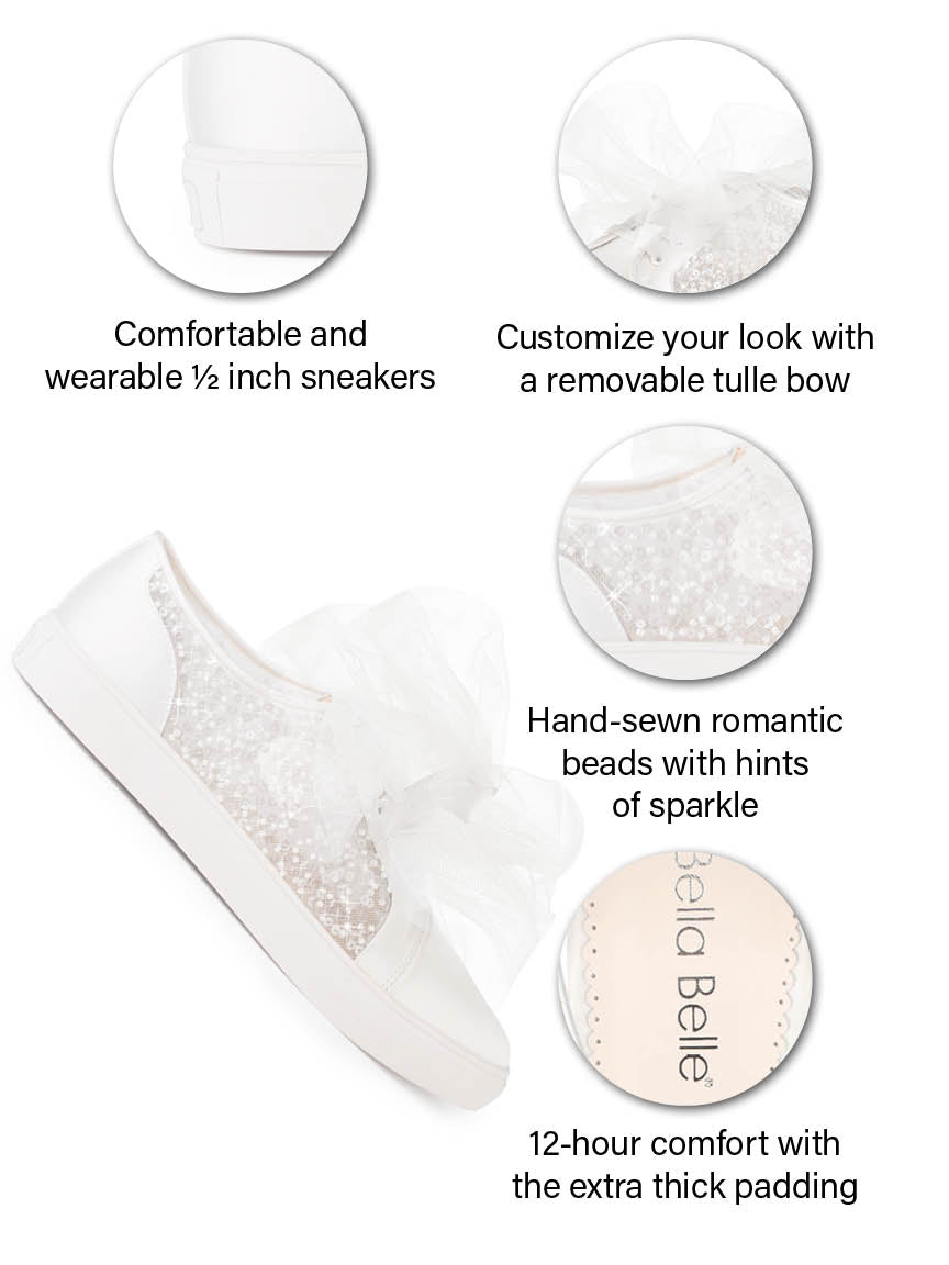 Sparkly Wedding Sneakers with Removable Tulle Bow