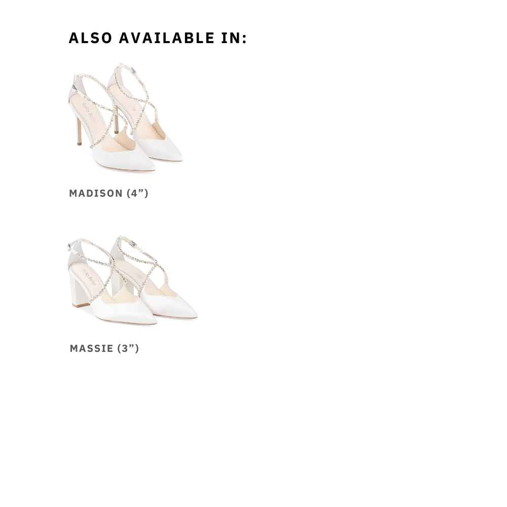 Ivory Block Heel With Criss Cross Crystal Straps
