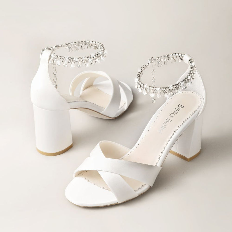 Marion Crystal Anklet Block Heels | Bella Belle
