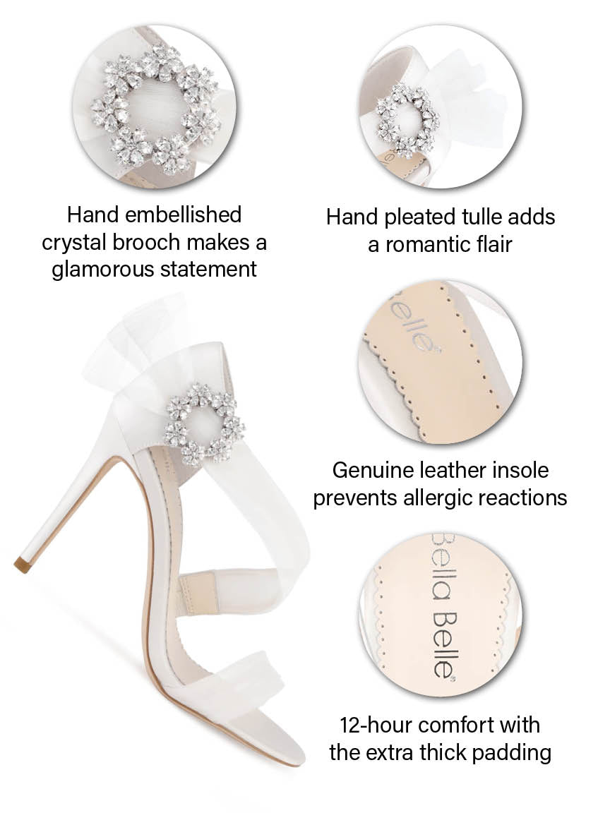 Ankle Wrap Tulle Wedding Shoes with Crystal Buckle