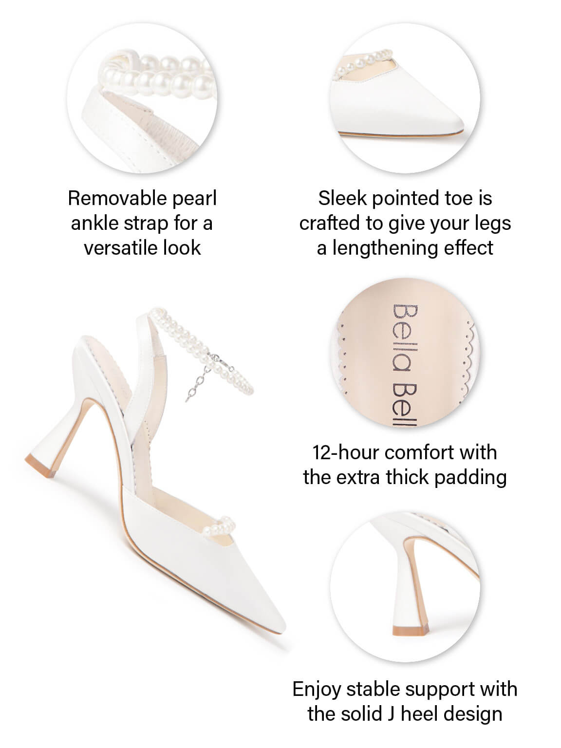 Slingback Pearl Strap Heels with Removable Pearl Ankle Strap