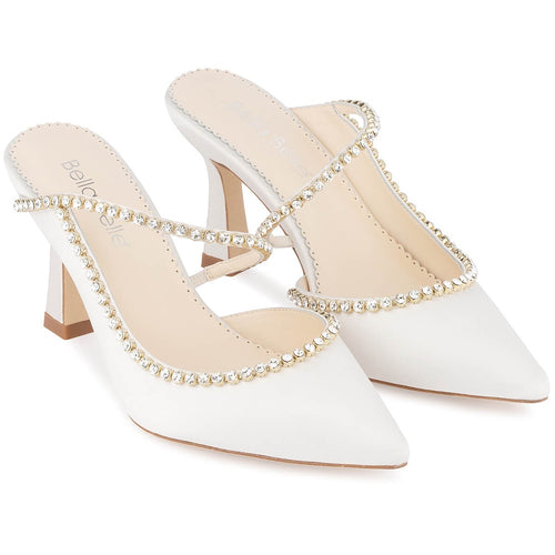 bella belle hadley 3-inch ivory crystal strap asymmetrical cone heels