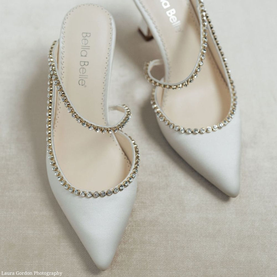 bella belle hadley 3-inch ivory crystal strap asymmetrical cone heels