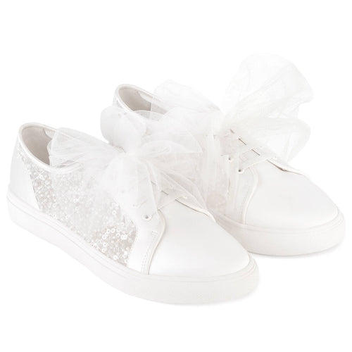 bella belle isadora sparkly wedding sneakers with removable tulle bow