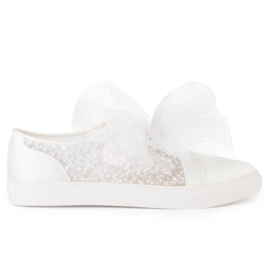 bella belle isadora sparkly wedding sneakers with removable tulle bow