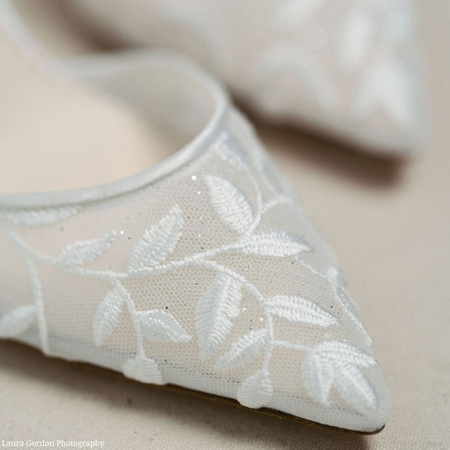 bella belle joselyn ankle strap ivory lace wedding shoes with tulle bow