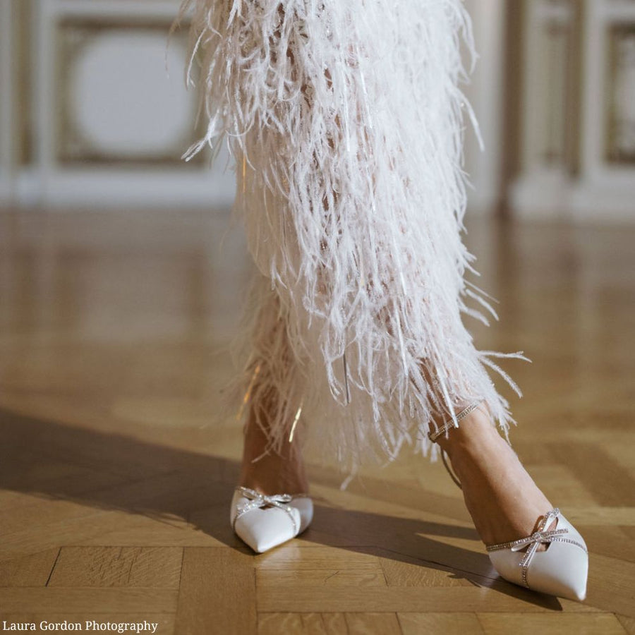 bella belle karissa ivory strappy block heels with crystal bows and ankle straps