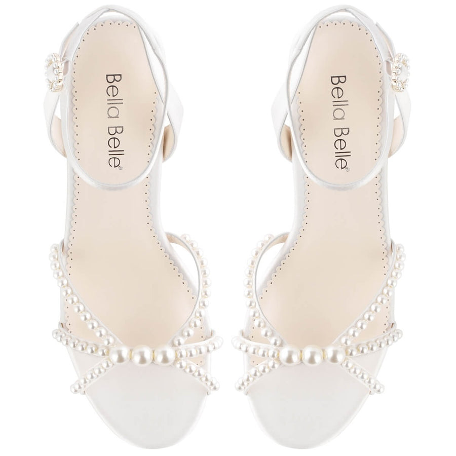 bella belle lilia open-toe strappy pearl block heels with ankle strap