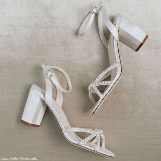bella belle lilia open-toe strappy pearl block heels with ankle strap