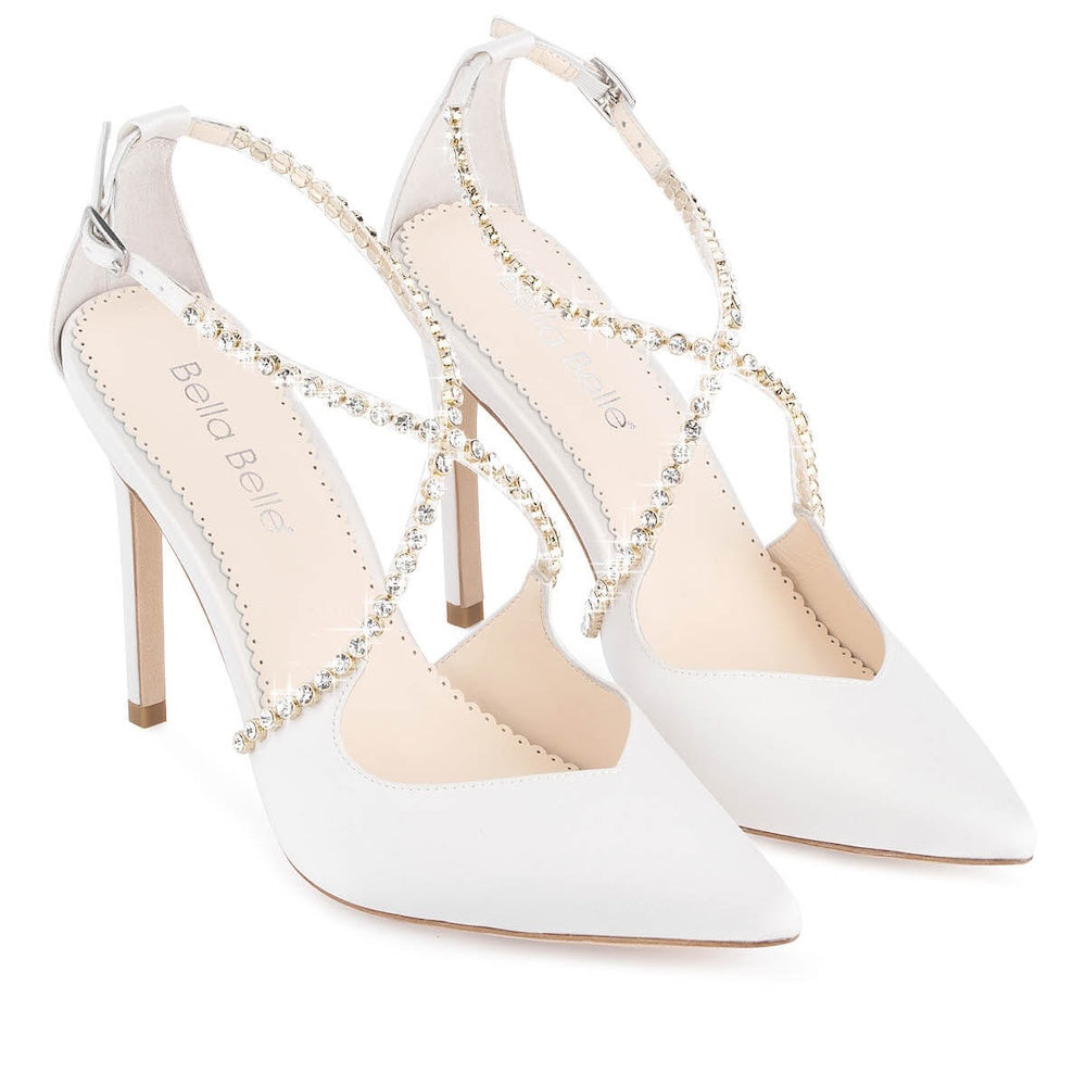Madison Wedding Criss Cross Crystal Strap Heels