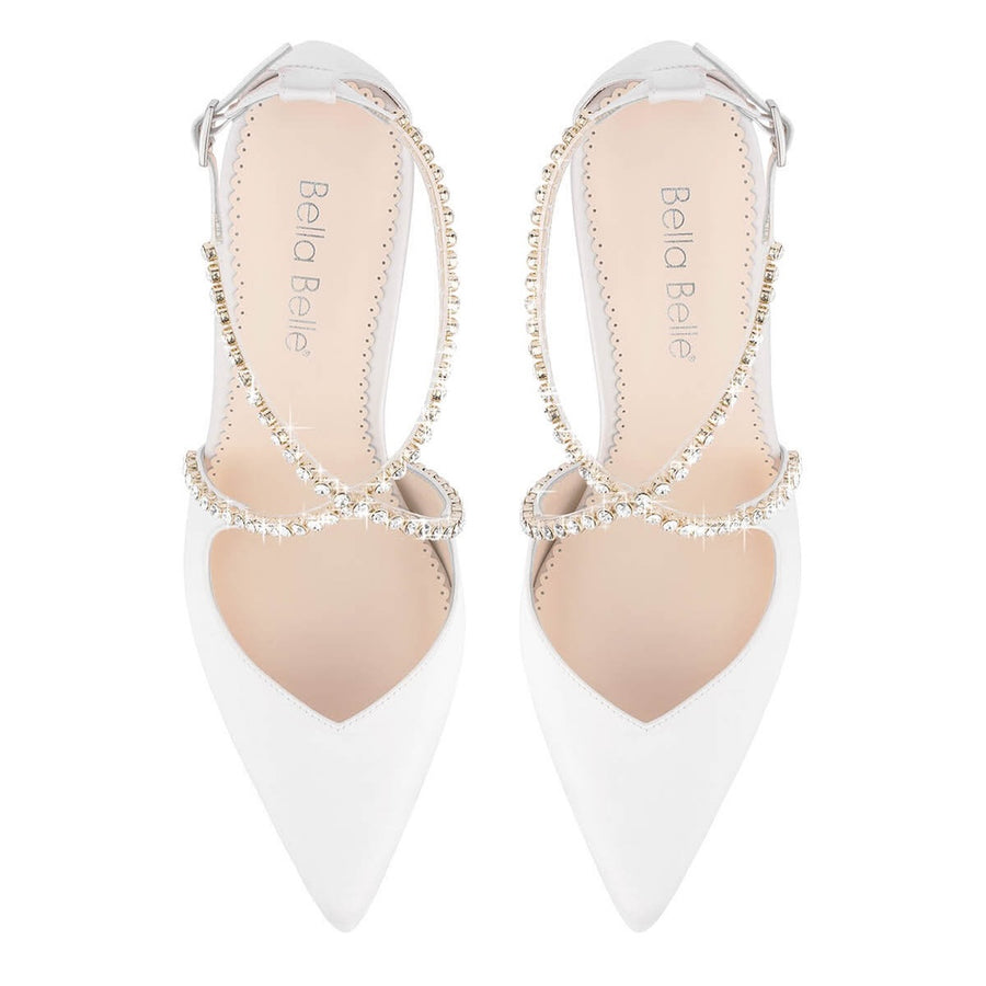 bella belle madison ivory criss cross crystal strap heels