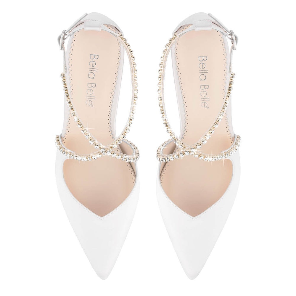 Ivory Criss Cross Crystal Strap Heels | Bella Belle