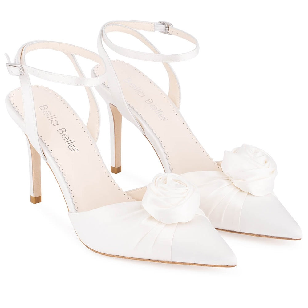 Noelle Wedding Pointed Toe Rosette Flower Heels