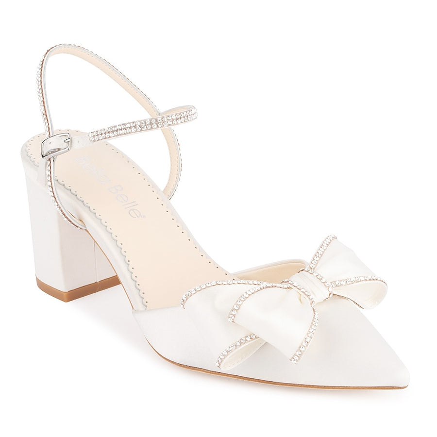 bella belle palmer crystal embellished wedding shoes with bow and block heel