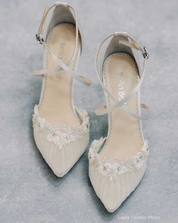 bella belle shoes heidi flower and tulle block heels