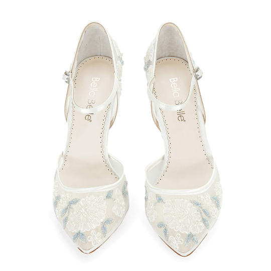 Blue and Ivory Wedding Shoes, Viola - Floral Wedding Shoes Blue and Ivory Wedding Shoes, Viola - Floral Wedding Shoes