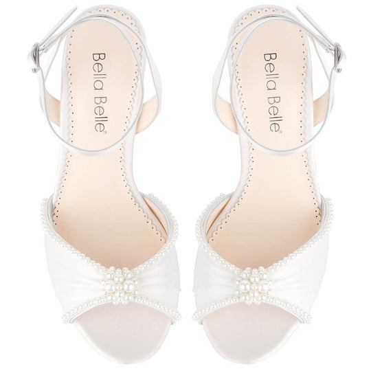 bella belle tinsley open toe pearl block heel wedding shoes