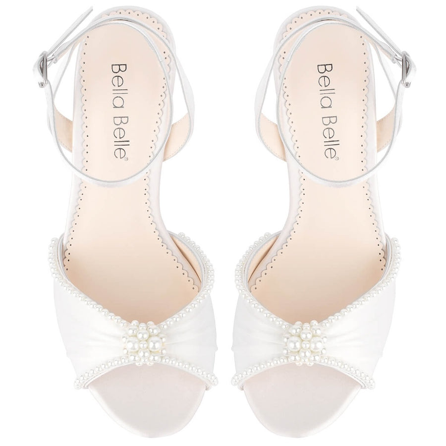 bella belle tinsley open toe pearl block heel wedding shoes