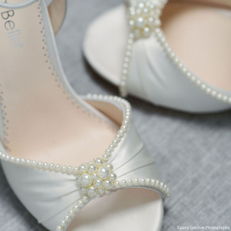 bella belle tinsley open toe pearl block heel wedding shoes