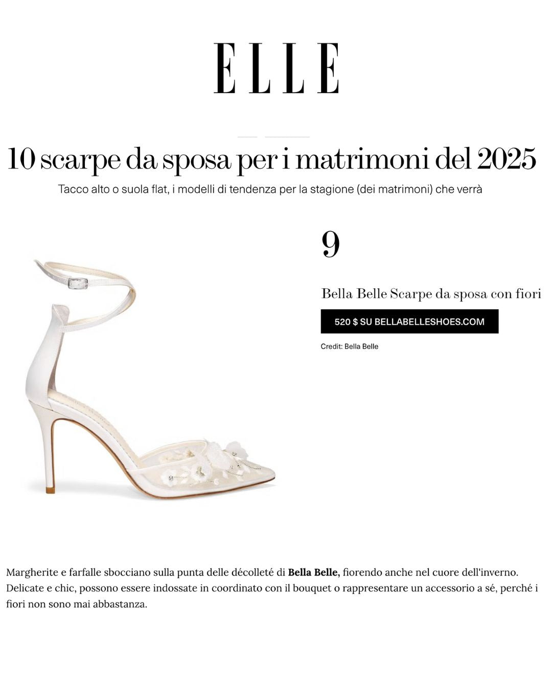 bella belle shoes elle italy press feature