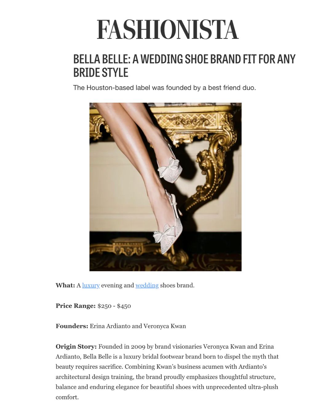 bella belle shoes fashionista press feature