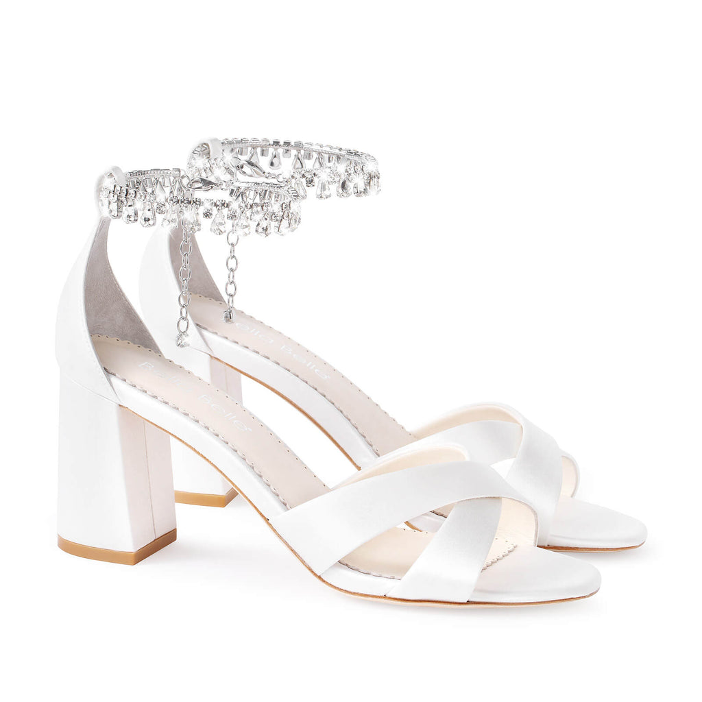 Marion Wedding Marion Crystal Anklet Block Heels
