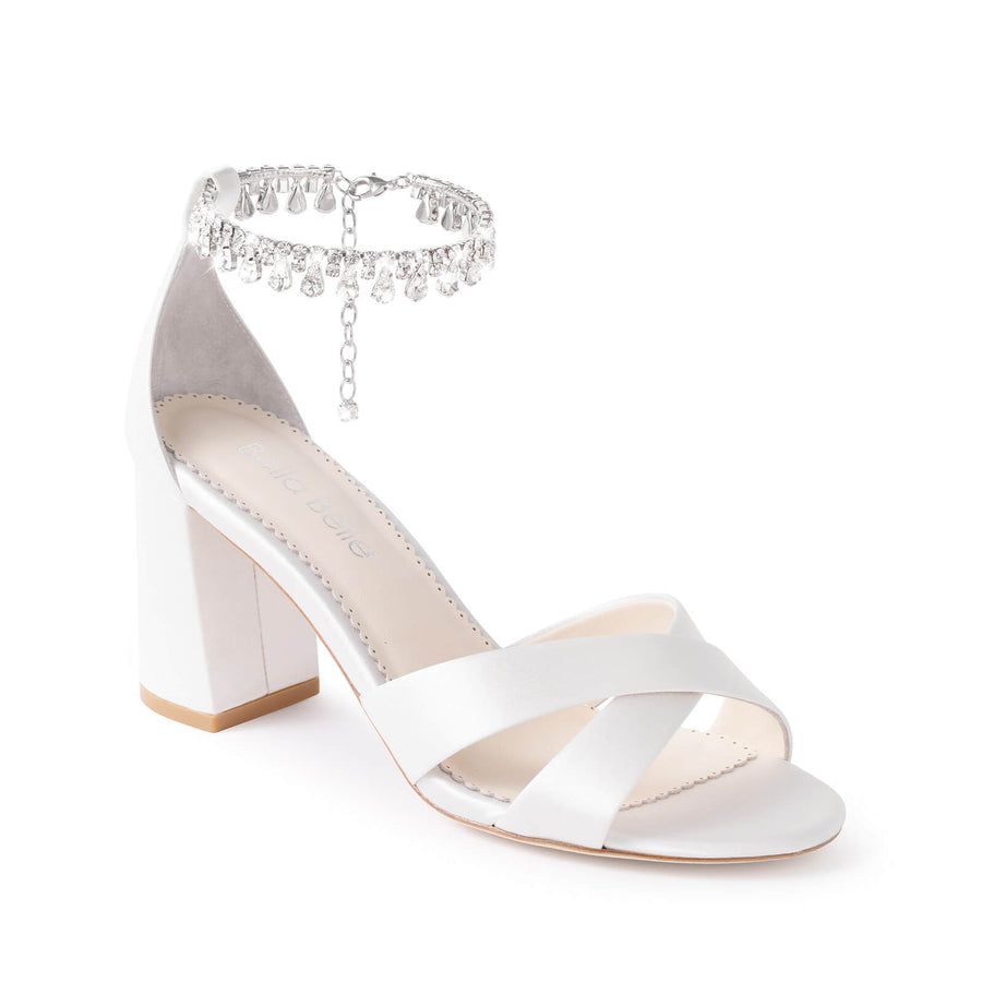 bella belle Marion Crystal Anklet Block Heels