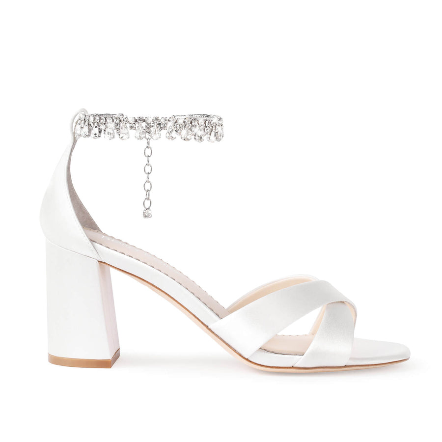 bella belle Marion Crystal Anklet Block Heels