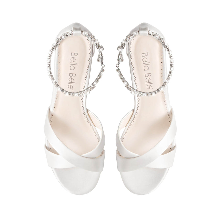 bella belle Marion Crystal Anklet Block Heels