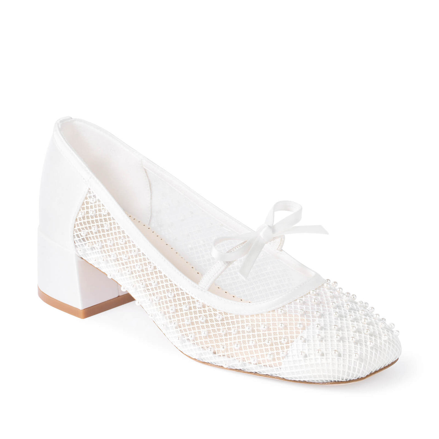 white dress casual shoes Millie Pearl Low Block Heels