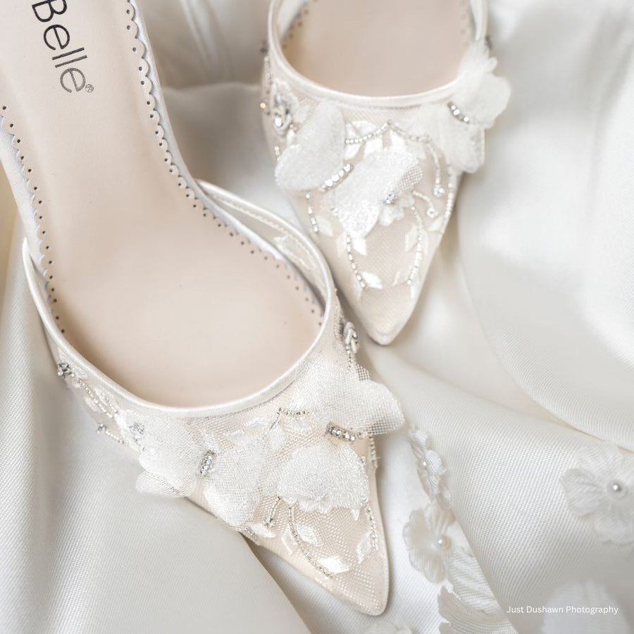 eve Ivory Butterfly Heels, Garden Party Shoes